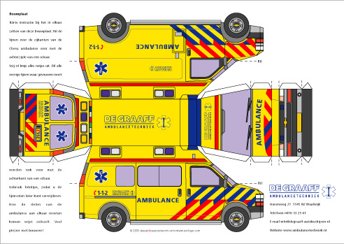 ambulance chevrolet de graaff bouwplaat Bastelbogen Papiermodelle