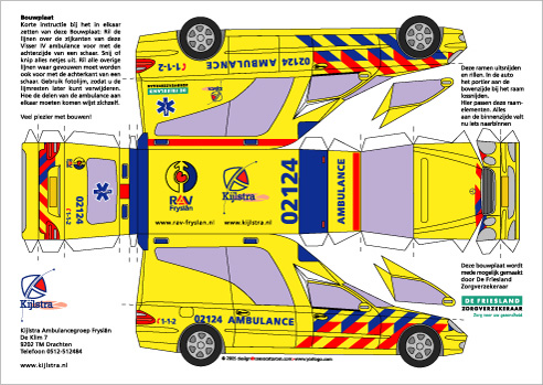 bouwplaat ambulance mercedes Bastelbogen Papiermodelle