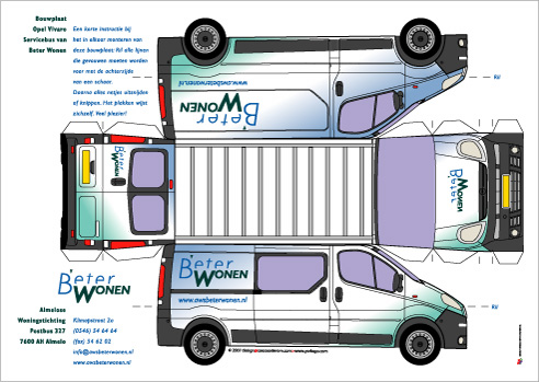 Bouwplaat Opel Vivaro Bestelbus Bastelbogen